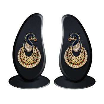 Multicolor Peacock Design Meenakari Gold Finish Dangal Earrings 4