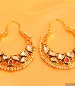 Kundan Meenakari Pearl Chaand Baali Earrings