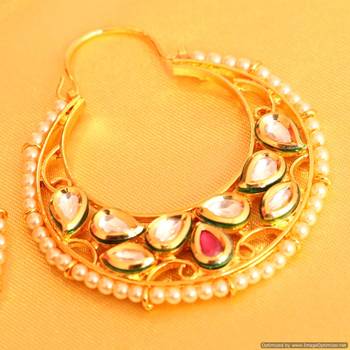Kundan Meenakari Pearl Chaand Baali Earrings 2
