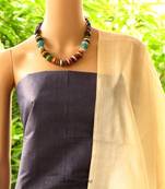 Grey n Off White Pure Silk