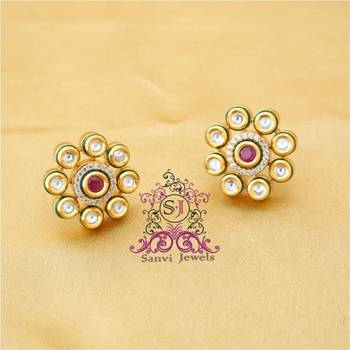 Kundan & Meenakari Ruby Studs 1