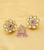 Kundan & Meenakari Ruby Studs