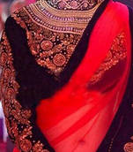 Red  Net  Plain Designer Saree With Blouse