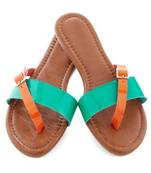 Sea green n Orange Flats