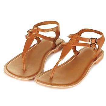 Brown double bakkal 'T' sandal 1