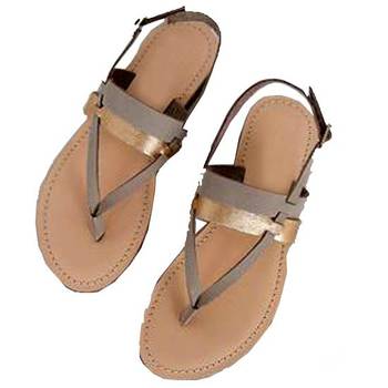 Grey n Gold double belt 'V' Sandal 1