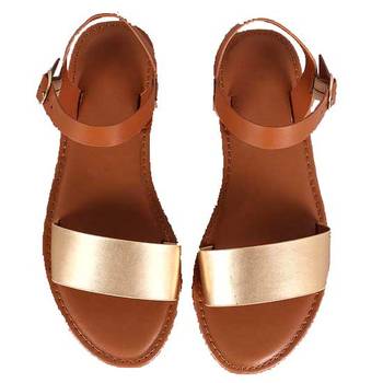 Mat Gold n Brown Sandal 1