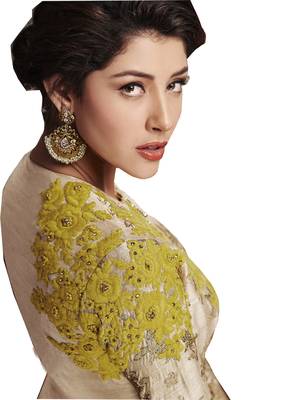 Beige Embroidered Art Silk Semi Stitched Salwar With Dupatta 3