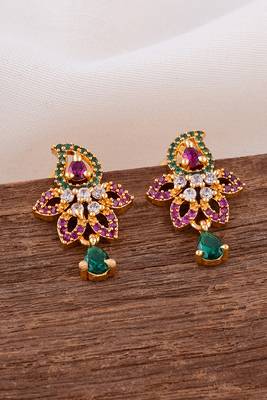  ruby emerald earrings one gram gold 1