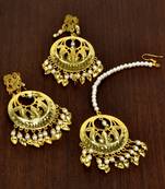 Gold pearl peepal patti danglers-drops