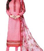 Pink Embroidered Georgette Unstitched Salwar With Dupatta
