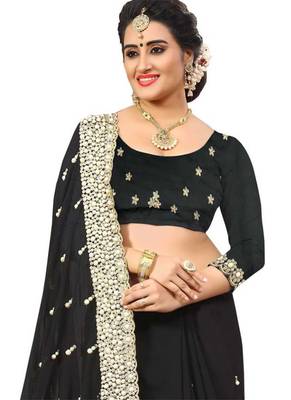 Black Georgette Embroidery  Half & Half Self Designer Saree 2