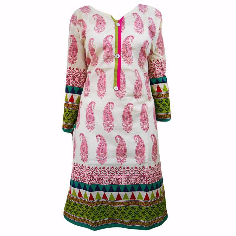 Srinika Pink Printed Cotton Kurti