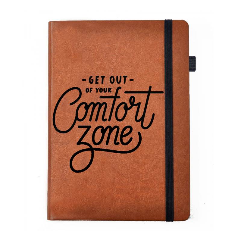 Premium Notebook Tan Brown Leather Hardbound Cover Classic Notebook  Get Out Of Comfort Zone