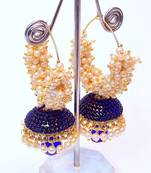 Gold beaded jewellery jhumkas