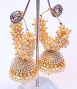 Gold beaded jewellery jhumkas