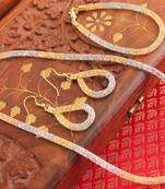 Awesome Designer Two Tone Necklace Set With Bracelet