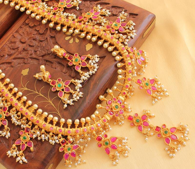 Royal Andhra Style Traditional Gutta Poosalu Haar Set 