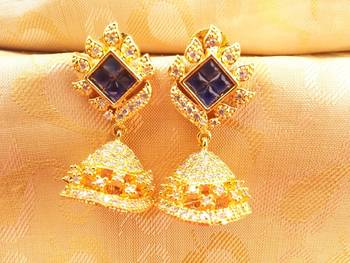 Beautiful Blue AD Jhumkas 1