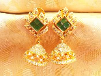Gorgeous Green AD Jhumkas 1
