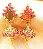 Lovely Pink Kemp Temple Jhumkas