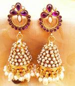 Pretty Purple Jhumkas with Polki