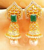 Gorgeous Designer Jhumkas with Emerald Stone