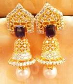 Beautiful Designer Jhumkas with Blue Stone
