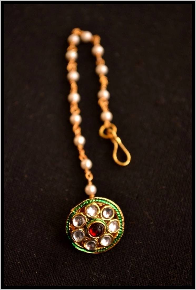 Kundan Meenakari Gold Plated Maang-Tikka