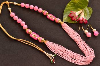 Pink Kundan Work Necklace 1