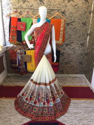 Red Embroidered Georgette Saree With Blouse 2