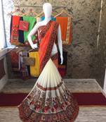 Orange Embroidered Georgette Saree With Blouse