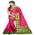 Rani pink printed nylon saree with blouse