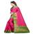Rani pink printed nylon saree with blouse
