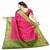 Rani pink printed nylon saree with blouse