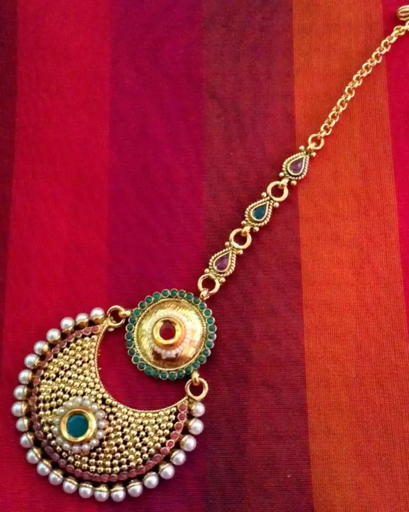 Blue ram leela inspired goddess Lakshmi motif ginni coin earring j20b