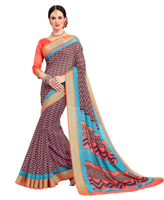 Multicolor hand woven crepe saree with blouse 1