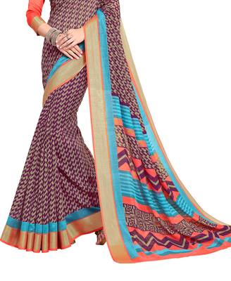 Multicolor hand woven crepe saree with blouse 3