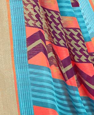 Multicolor hand woven crepe saree with blouse 4