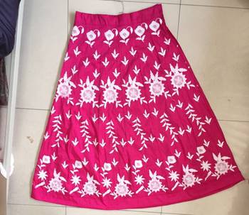 Pink embroidered banglory silk unstitched lehenga 1