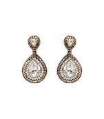 Dull Gold Oxidised Diamante Stone Designer earrings