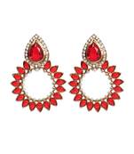 Red Gold Polki Pearl Stones Chand earrings