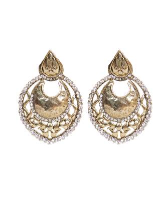 Gold Silver Stone Studded Ethnic Contemporary earrings 1