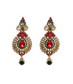 White Pearl Red Green Stone Studded earrings