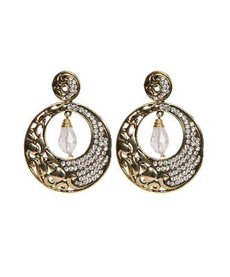 Silver Stone Studded Gold Designer Earrings earrings 1