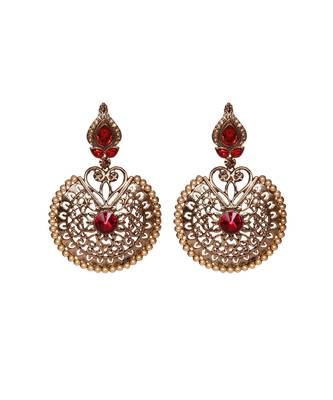 Red pearl crystal danglers drops 1