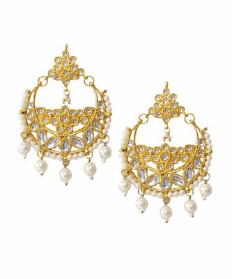 Gold kundan crystal danglers drops 1