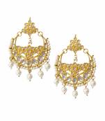 Gold kundan crystal danglers drops