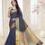 Blue plain cotton silk saree with blouse
