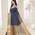 Blue plain cotton silk saree with blouse